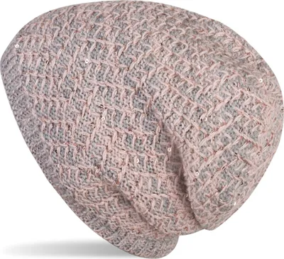 Produktbild von styleBREAKER Damen Strick Beanie Mütze mit Pailletten und Thermo-Fleece Futter, Winter Slouch Beanie 04024168