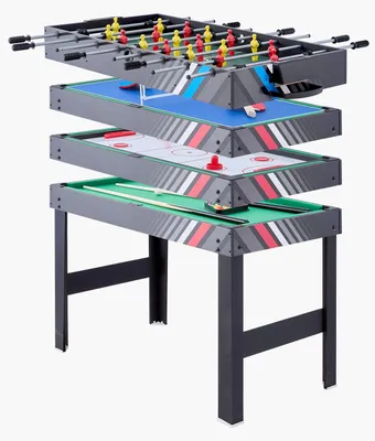 Produktbild von VEVOR 4-in-1 Kombi-Spieltisch-Set, 48" Air-Hockey-Tisch, Multi-Kombinationstisch mit Air-Hockey, Billard, Tischfußball, Tischtennis, Schiebern & Pucks, Sport-Arkade-Tisch für das Familien-Spielzimmer Büro, 122 cm