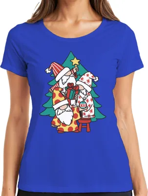 Produktbild von Schwedische Gnome Weihnachtsbaum - Weihnachten Weihnachtsgeschenk Christmas Damen T-Shirt, Blau, S