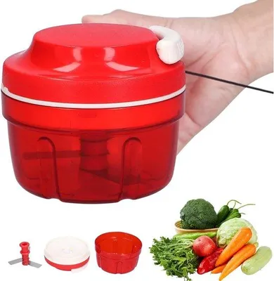 Produktbild von Handgeführter Gemüseschneider - Zwiebelreißer - Mörser Hackmörser - Handzugband Küchenmaschine - Mixer - Hausküche Knoblauchzerkleinerer - Küchenaccessoires - Rot