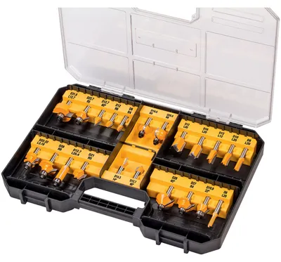 Imagen del producto de Juego de fresas DT90017, de 22 piezas (negro/amarillo, vástago de 8 mm)