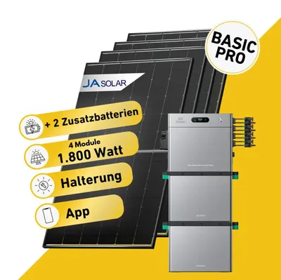 Produktbild von Balkonstrom Balkonkraftwerk 1800W Solaranlage mit Speicher |2xZusatzspeicher |Bitumendachhalterung| 2xSolarmodul Bifazial | Zendure SolarFlow 2400 Pro