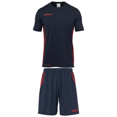 Produktbild von uhlsport Score Kit Set Trikot + Shorts Kinder marine/fluo rot 140