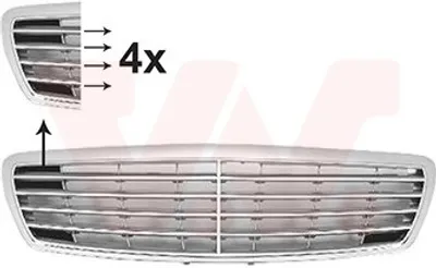 Produktbild von VAN WEZEL 3041518 Kühlergrill Frontgrill passend für MERCEDES-BENZ E-Klasse Limousine (W211) Chrom/Schwarz