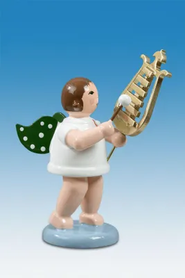 Produktbild von Holzfigur Engel mit Lyraglockenspiel ohne Krone Höhe 6cm NEU