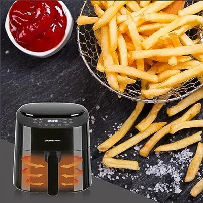 Zdjęcie produktu dla Fritownica bezolejowa o pojemności 4,5L i mocy 1400W, wyposażona w 8 programów gotowania, idealna do przygotowywania zdrowych potraw