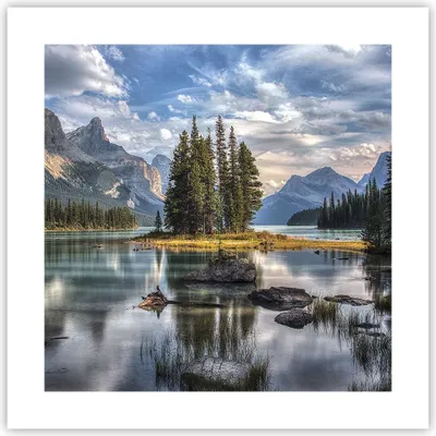 Produktbild von Poster - Poster ohne Rahmen - See Landschaft Natur - 40x40 cm - Wand Bild - Wanddeko - Wandbilder - Kunstposter - Wandposter - Bilder - Kunstdruck - Wanddekoration - Wandbild - P2XAC40x40-4133
