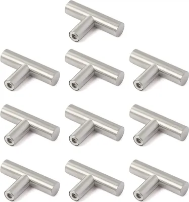 Produktbild von 10 X Schrankgriffe Edelstahl T Möbelgriffe Relinggriffe Schublade Kommode Stangengriff 5cm Kleiner Griff (Bohrlochabstand: 0 mm)