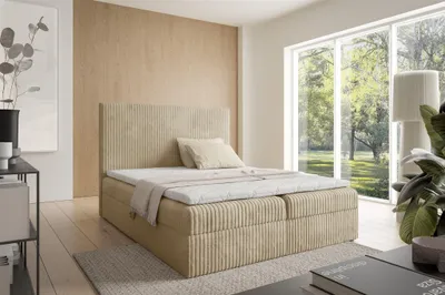 Produktbild von Boxspringbett Schlafzimmerbett ARNAU 180x200cm Stoff Tilia Beige