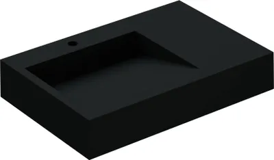 Immagine prodotto di doporro Lavabo da Appoggio Rettangolare, Lavabo Sospeso con Foro Rubinetto in Marmo Resina Antracite Opaco 75x50x13cm, Lavandino Bagno Colossum11-750