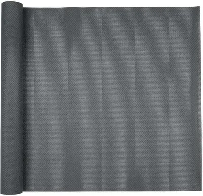 A rolled-up piece of grey material with a textured surface, likely a balcony screen or mat.
