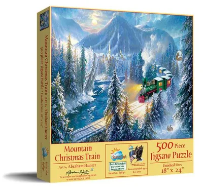 Image de Train de Noël en montagne – Puzzle 500 pièces