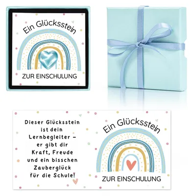 Mutstein-Geschenkset für Jungen – Herz, Karte, Schultag 2026