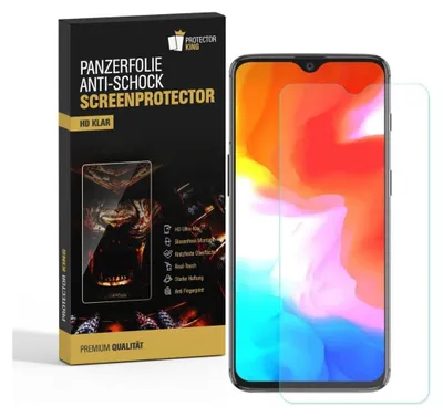 A product box for a screen protector is shown next to a smartphone with a screen protector applied.