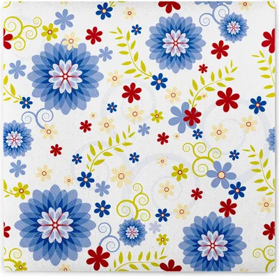 Produktbild von Sovie HOME Serviette Rahel in Blau aus Linclass® Airlaid 40 x 40 cm, 12 Stück - Floral Blumen