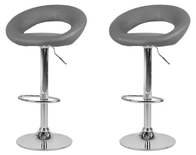 Produktbild von Barhocker grau aus Kunstleder, höhenverstellbar und drehbar, 2er Set