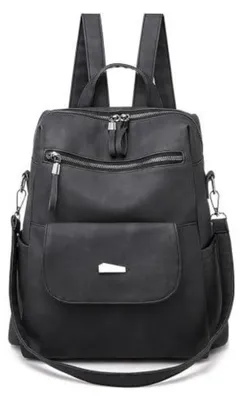 Produktbild von Damen Rucksack Schultasche Wasserdicht PolyurethanHandtasche Umhängetasche Schwarz 32x13x29cm