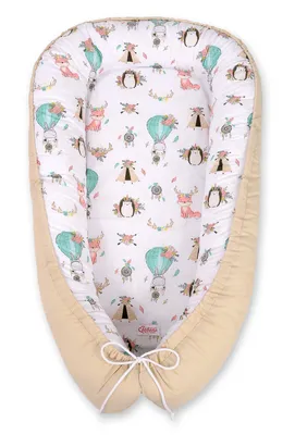 Produktbild von Babykokon, doppelseitig, Laufstall, Wickeltuch, Premium BOBONO - beige Füchse/beige