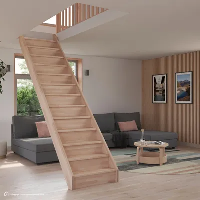Produktbild von Holztreppe Intercon Casablanca | Buche | gerader Verlauf | 60 cm Breite | ohne Geländer | mit Setzstufen | Stiege