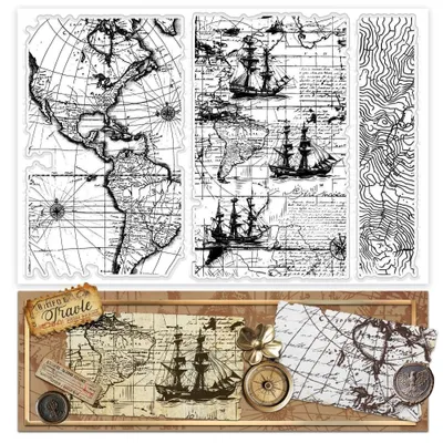 Productafbeelding van Vintage Wereldkaart Silikonestempel voor Scrapbooking