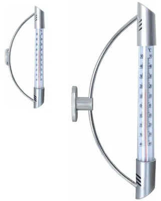 Produktbild von Silbernes Fensterthermometer 23 cm – Außenthermometer für Fensterrahmen - 50 °C bis +50 °C