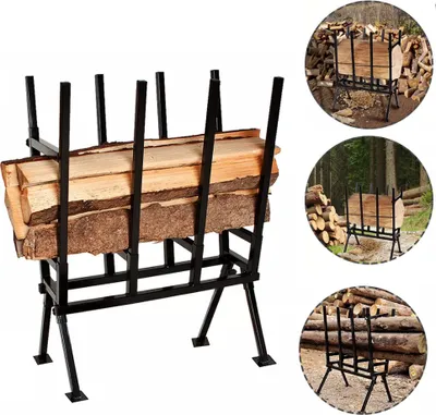 Produktbild von LZQ Sägebock, höhenverstellbar 77x53x102 cm, 400 kg belastbar, mit Feststellbügel, Stahl-Holzständer für Kettensäge & Brennholz, wetterfest