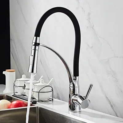 Produktbild von WYCTIN  Küchenarmatur Wasserhahn Schwarz 360° drehbar Küche Armatur Spüle Mischbatterie Spültischarmatur