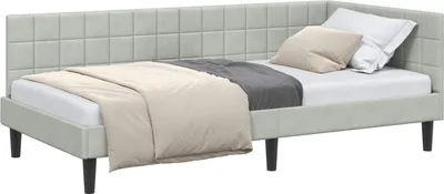 Obrázek produktu pro vidaXL Rohový rám postele s čelem světle šedý 90 cm x 190 cm sametový