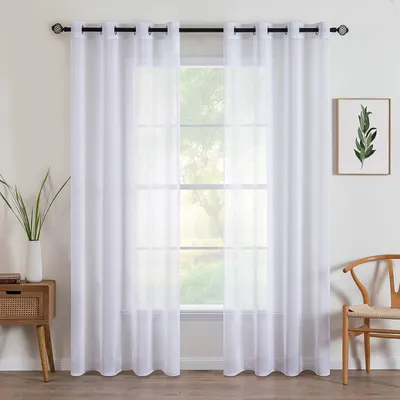 Immagine prodotto di Tende trasparenti - Eleganti tende in voile per finestre, colore bianco, 140 x 280 cm, set da 2