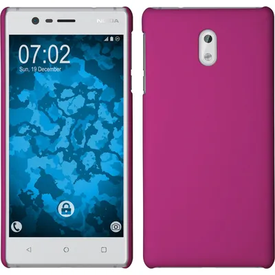 Produktbild von PhoneNatic Case für Nokia 3 Hülle pink gummiert Hard-case für 3 + 2 Schutzfolien