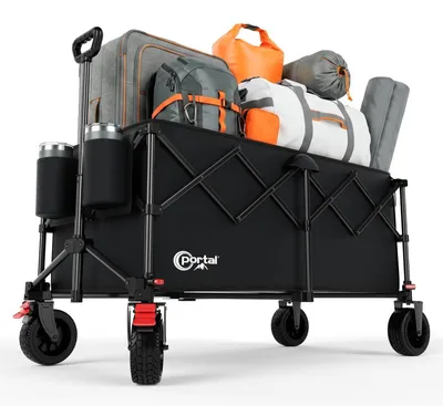 Image de Chariot pliant - Pliable - 300 litres - Noir - Pour plage et camping