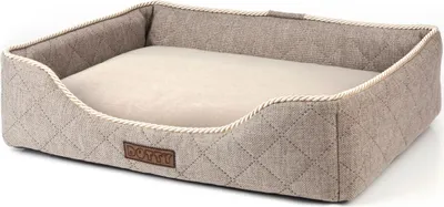 Produktbild von DOTTY Schlafplatz Hundebett, Hundesofa, Katzenbett Kuscheliges Haustierbett, Plüschbett für mittelgroße Hunde, Hellbraun, Größe L (75 cm x 60 cm)