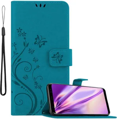 Immagine prodotto di Cadorabo cover per Samsung Galaxy S8 cover protettiva in blu cover protettiva cover per telefono cellulare cover fiori custodia fiore