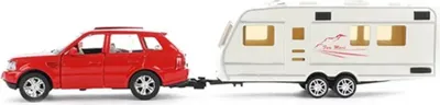 Zdjęcie produktu dla Toi-Toys - Metal World - Zabawkowy samochód z przyczepą kempingową (skala: 1:48) Model samochodu z przyczepą kempingową