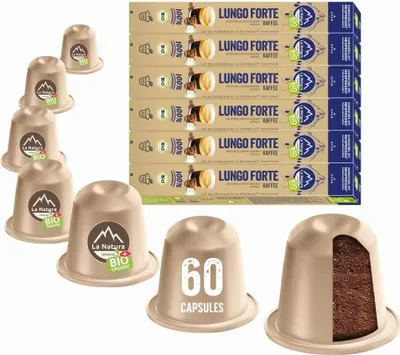 Image de Café Lungo Forte - 60 capsules de café | La Natura Lifestyle Organic 306g| biosourcé | Compatible Nespresso®*³