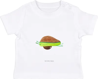 Produktbild von Mr. & Mrs. Panda  T-Shirt Avocado Yoga 6. - 12. Monat - Weiß - Geschenk, Baby, Haha, Oberteil, Hilfe, Sport, Humor, Bauch, Shirt, Babyshirt, Kinder