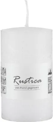 Produktbild von Rustikale durchgefärbte Kerze Weiß, 100 x 50 mm, Stumpenkerze, rußarm, tropffrei, RAL Kerzengüte Qualität
