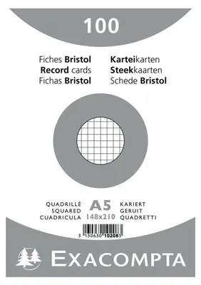 Produktbild von Exacompta Karteikarte 10208E DIN A5 kariert weiß 100 St./Pack.