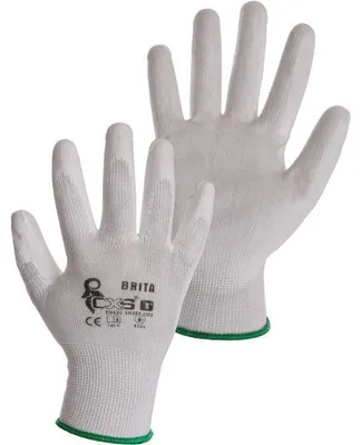 Obrázek produktu pro Rukavice nylonové Brita, dlaň polyuretan, velikost M/8, bílé