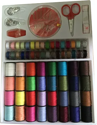 Produktbild von 64 Rollen verschiedene Farben Nähfäden Nadeln Schere Set Nähwerkzeuge Kit eingestellt