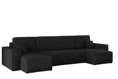 Produktbild von Kaiser Möbel Ecksofa mit schlaffunktion und bettkasten, Sofa U-form, Couch U-form BEST Dicker Cord Poso Schwarz