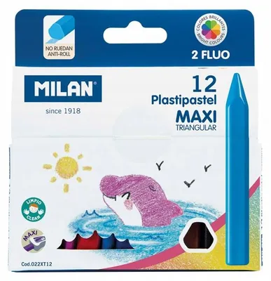 Produktbild von Milan Plastipastel Maxi Wachsmalstifte für Kinder, 12 Farben