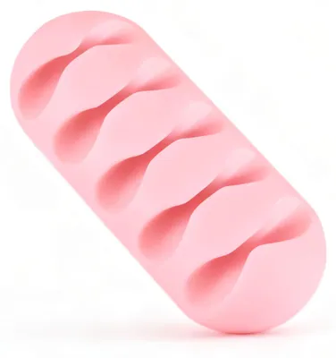 Image de Attache-câble flexible, installation facile, forte adhérence, gestion polyvalente des câbles, fournitures de bureau, rose, 5 trous