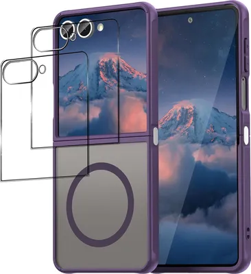 Produktbild von 2in1 Schutz Cover Set für das Samsung Galaxy Z Flip 7 besteht aus 2x 9H Glas Folie Display Schutzfolie und 1x MagSafe Case Schutzhülle - Hülle in Lila