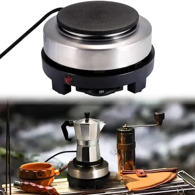 Produktbild von Kompakte elektrische Mini-Einzelkochplatte, Ø 10 cm, 500 Watt, Ideal für Camping, Espressokocher & kleine Küchen, schnellheizend & platzsparend