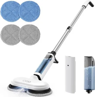 Produktbild von Elektrischer Mopp von iDOO ID-EM002 (Mopps sind benutzt), LED Beleuchtung, Abnehmbarer Wassertank, für Holzböden/Fliesen/Vinyl/Laminat