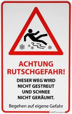 Produktbild von Schild - Achtung Rutschgefahr begehen auf eigene Gefahr - 309885 Gr. 25cm x 40cm