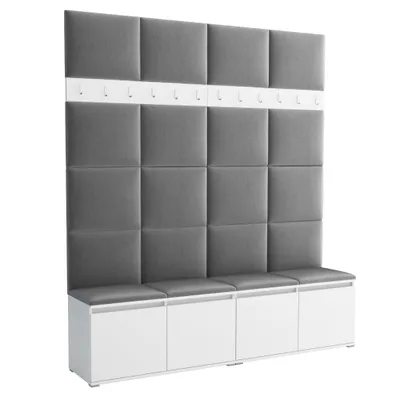 Produktbild von Garderobe LUTON 2 WHITE 33 – Farbe Weiß, moderner Schrank 40x200x213 cm, funktionale Lösung für den Flur, Garderobeschrank, Flurmöbel