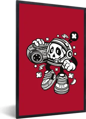 Produktbild von MuchoWow® MuchoWow® Gerahmtes Poster Radio - Rot - Vintage 20x30 cm - Poster mit zchwarzem Bilderrahmen - Drucken - Bilder Poster im Rahmen