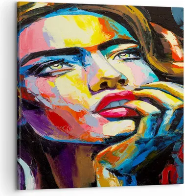 Produktbild von Bild auf Leinwand - Leinwandbild - Mädchen Gesicht - 60x60cm - Wand Bild - Wanddeko - Wandbilder - Leinwanddruck - Bilder - Kunstdruck - Wanddekoration - Leinwand bilder - Wandkunst - AC60x60-3456